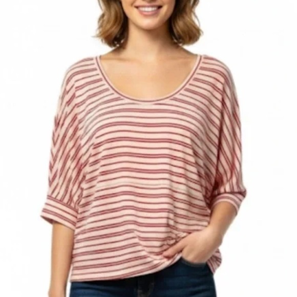CAbi Tops - 3/$10 CAbi Rose Striped Short Sleeve Tee